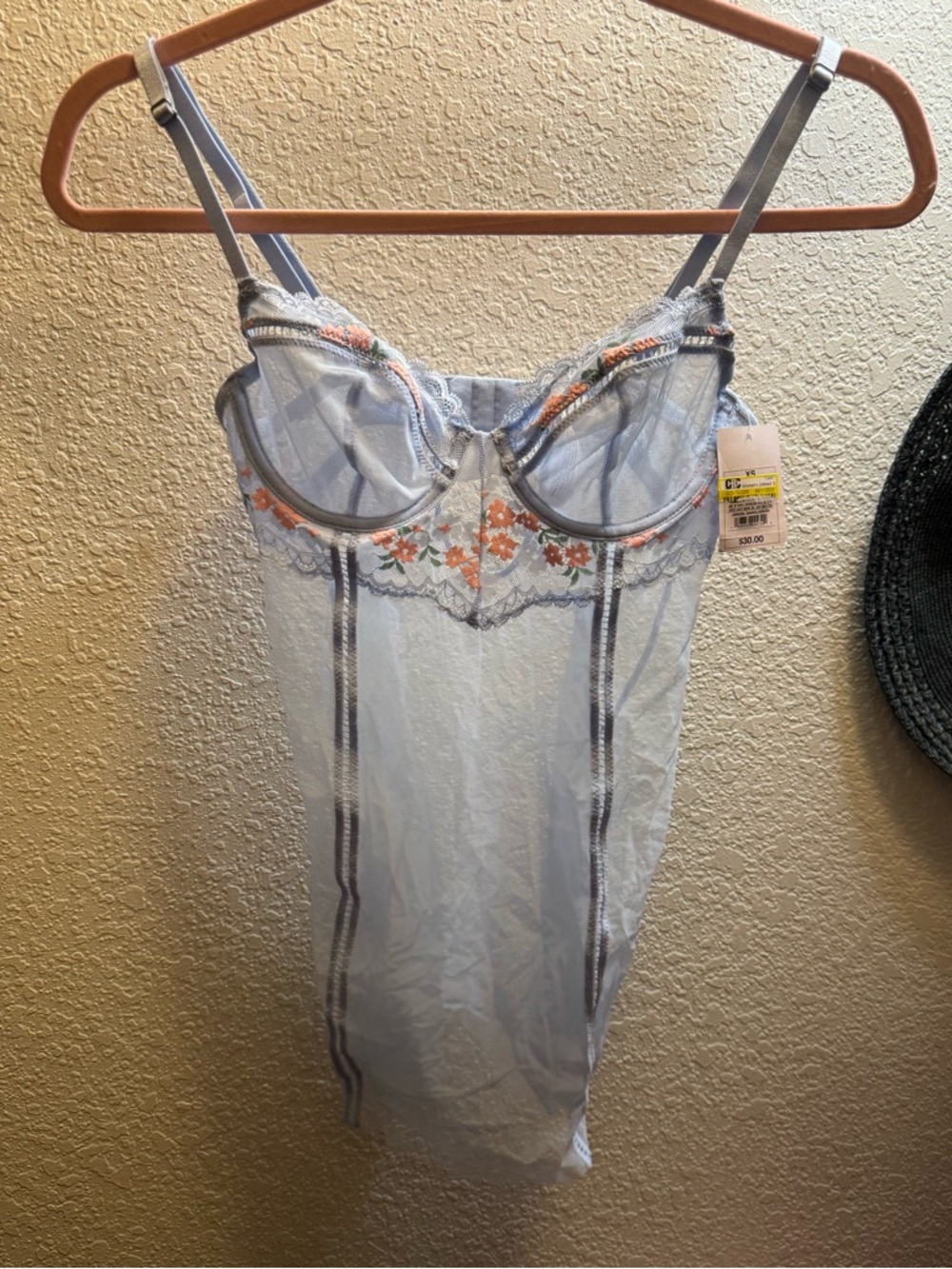 Sheer Floral Embroidered Lingerie Top